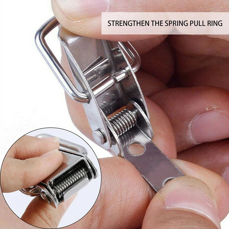 4PCS Stainless Steel Mini Lock Cabinet Boxes Spring Loaded Latch Catch Toggle Clamp Hasp For Chest Box Gift Suitcase Case