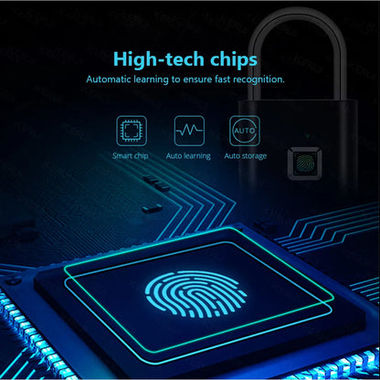 KERUI Keyless USB Charging Fingerprint Lock Smart Padlock Waterproof Door Lock 0.2sec Unlock Portable Anti-theft Padlock Zinc