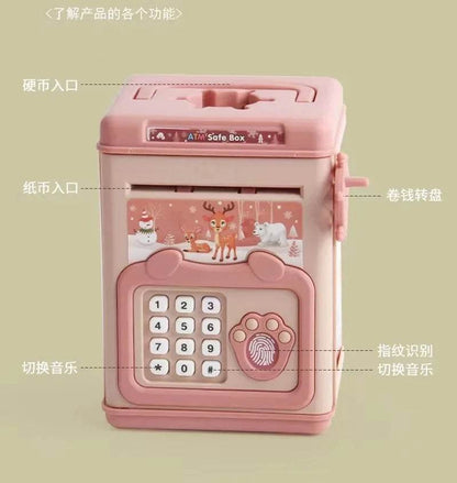 Electronic Piggy Bank Children's Cash Box Password Safe Smart Fingerprint Piggy Bank Automatic Banking Children's Gift Money Box