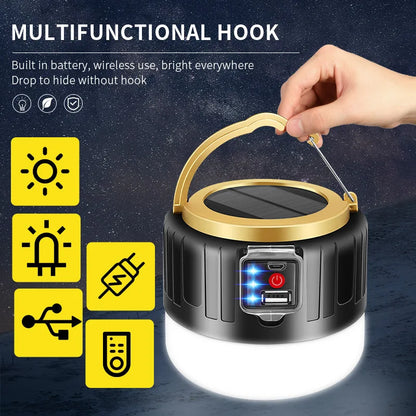 Emergency light solar powered charging portable light outdoor waterproof emergency light radio function strong light flashlight