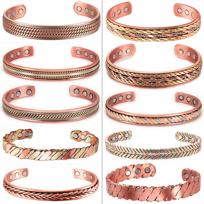 Women Tibetan Pure Copper Magnetic Healing Bracelet India Pattern Men's Spiritual Yoga Jewelry Adjustable Rope Inlay Style