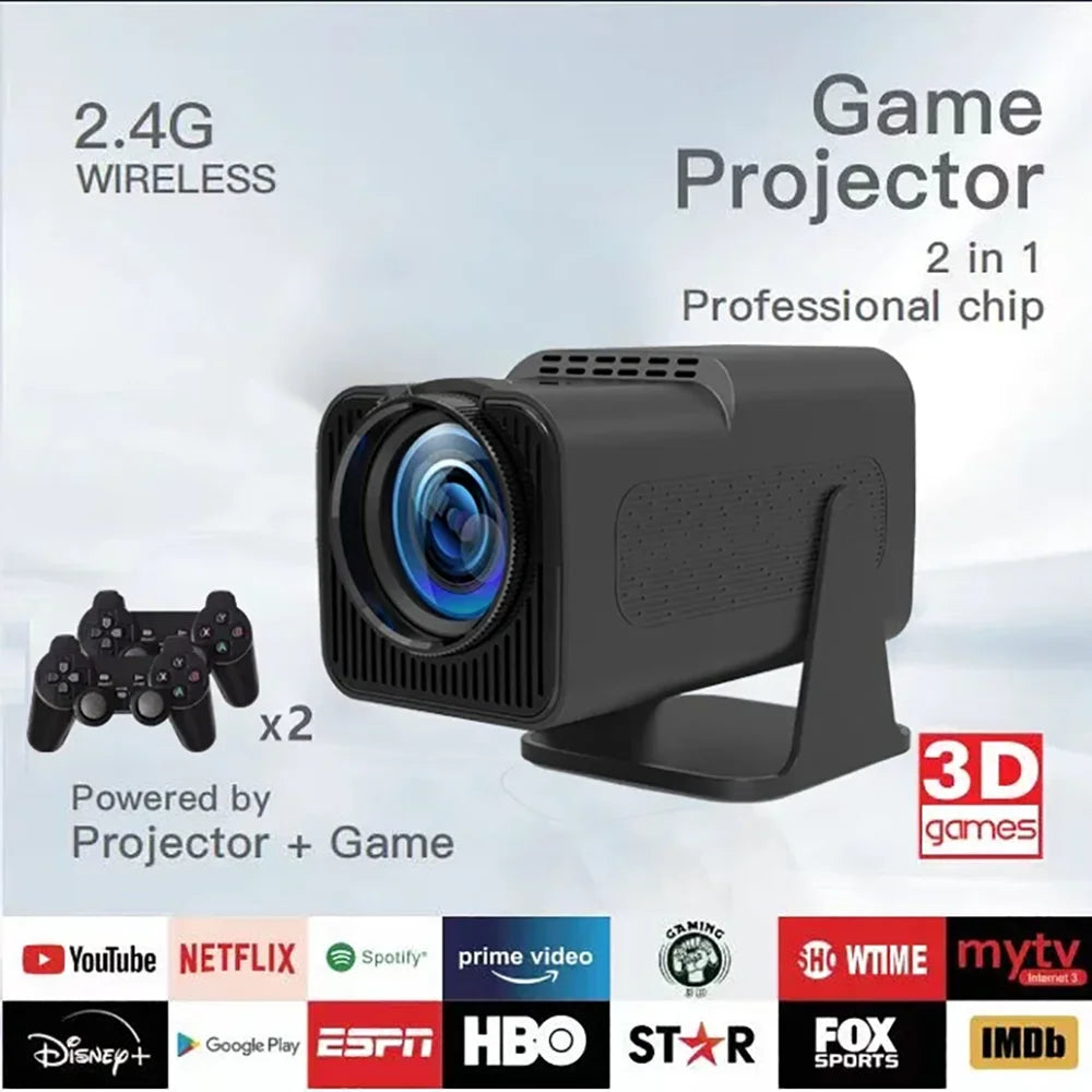 HY320 Game Mini Projector Salange 4K 8K Video Support Native 720P Cinema Outdoor Android 11 OS Beam Projetor Upgraded Version