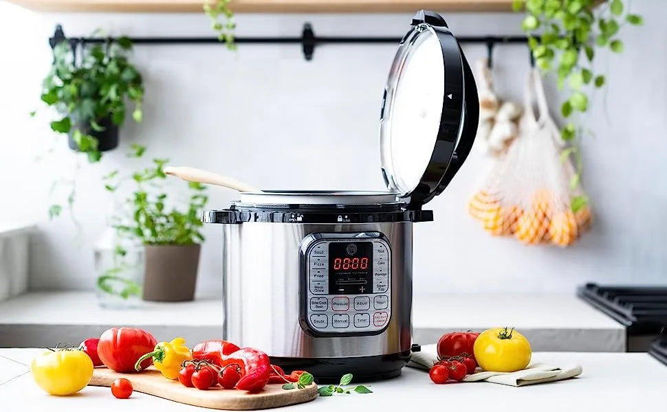 Electric Pressure Cooker 10 in 1 Multifunctional, Slow Cooker, Rice Maker, Programmable with 18 Cooking Presets, Non-Stick, 6 Qt