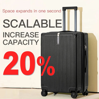 sushimu Suitcase Wide Handle Travel Suitcase Men 20 24 26 Carry-On Luggage Women PC Trolley Case Can expand capacity