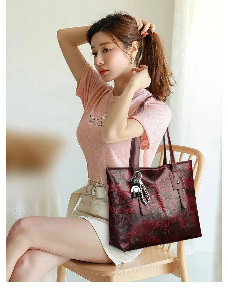 Korean Version Trendy Women's 2024 New Large Capacity Tote Bag with Horizontal Square Zipper Single Shoulder Handbag