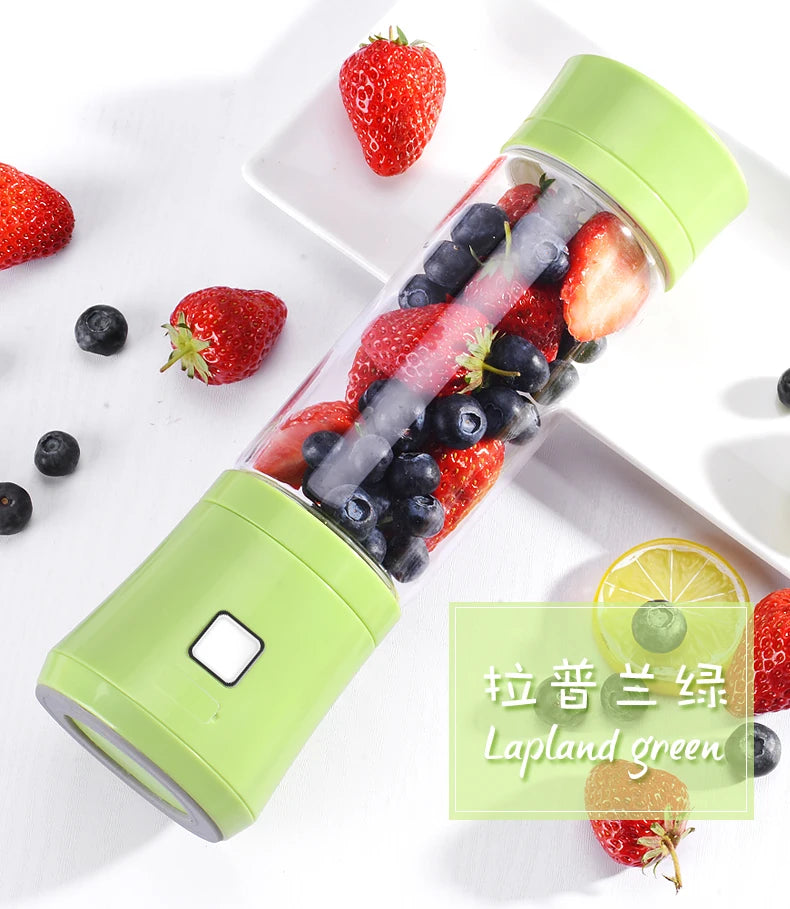 480ml Rechargeable Blender Eco-friendly Glass Bottle Juice Extractor 6 Blades Portable Fruits Mixer Grinder Juice Maker Machine