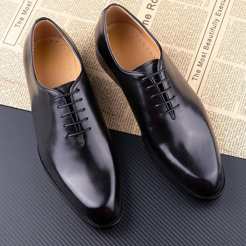 New Men's Leather Shoes Handmade High Quality Casual Oxford Business Work Shoes Black Coffee Lace-up Comfortable Man Shoe