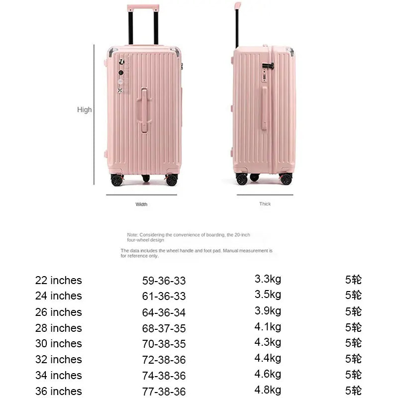 Rectangular Travel Carrier PC Large Size Lightweight Carry-on Suitcase with Five Wheels Luggage Case Travel Bag Anti-Fall Unisex