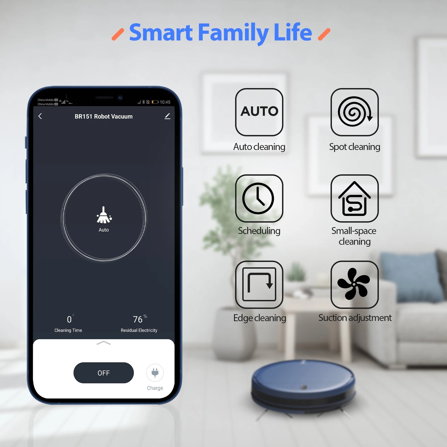 GOOVI BR151 Robot Vacuum Cleaner 4500Pa Strong Suction 2500mAh Battery 3in1 Mopping Sweeping Suction Smart Home Support Wifi