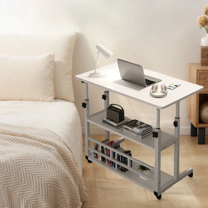 Adjustable Bedside Laptop Desk with Rolling Wheels Height Adjustable Bedside Table Height Adjustable Laptop Desk for Home Office