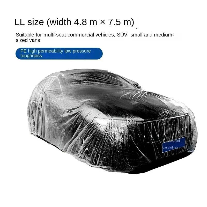 Disposable Transparent Car Clothing Cover Dustproof Rainproof Transparent Paint Dustproof Plastic PE Film Rainproof Car Cover - MarvelouStoree