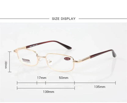 Classic Metal Square Reading Presbyopia Glasses Frame Women Men Retro Glass Lens Far Sight Eyewear With Diopters 0 To +6.0 - MarvelouStoree