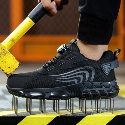 Rotary button new safety shoes for men, anti-impact and anti-piercing work shoes, fashionable men's sports shoes, and safety pro