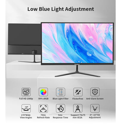 GreBear IPS Computer Monitor 24 Inch, FHD 1080p PC Monitor 5ms(GTG) 99% sRGB,Ultra Slim, LED Low Blue Light An