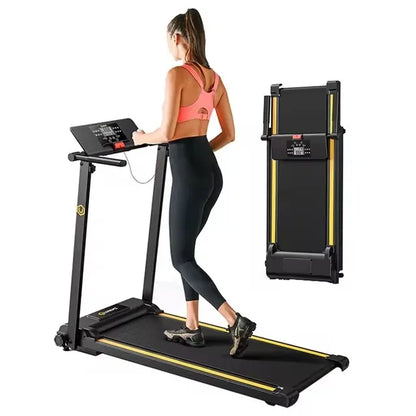 Folding Treadmill 2.25HP Treadmills for Home with 12 HIIT Modes Compact Mini Treadmill for Home Office LCD Display