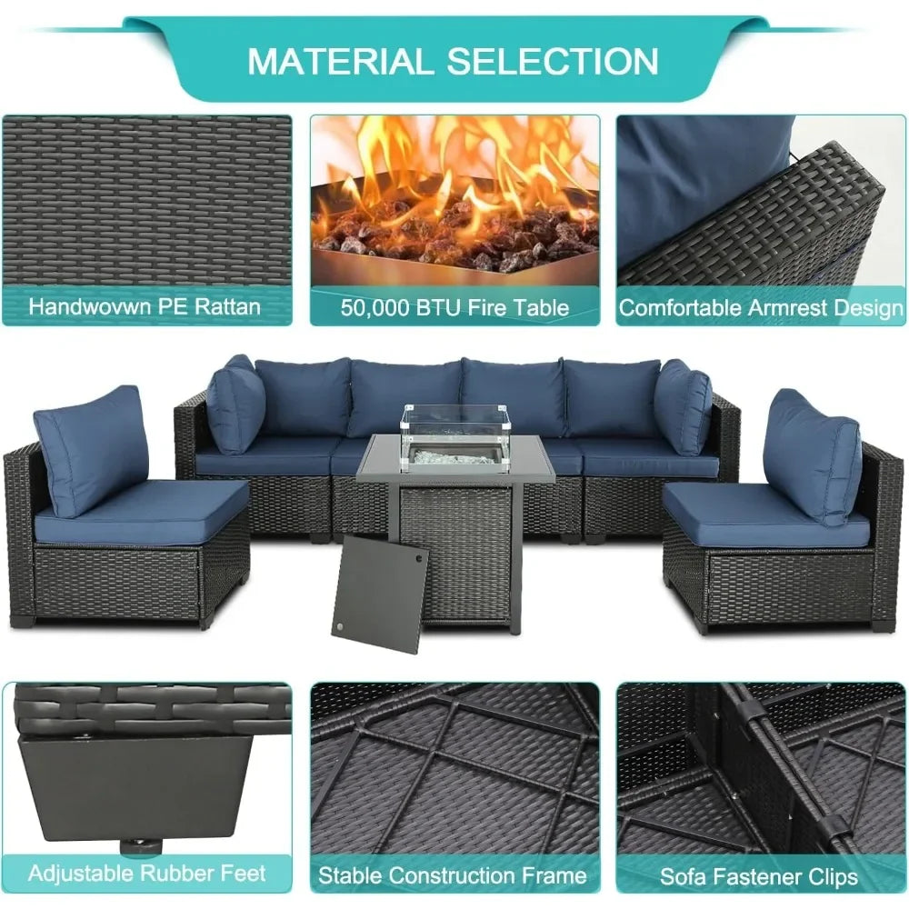 Patio Furniture Sets Outdoor Sectional PE Rattan Outdoor Furniture Patio Conversation Set with Cushions for Balcony Lawn