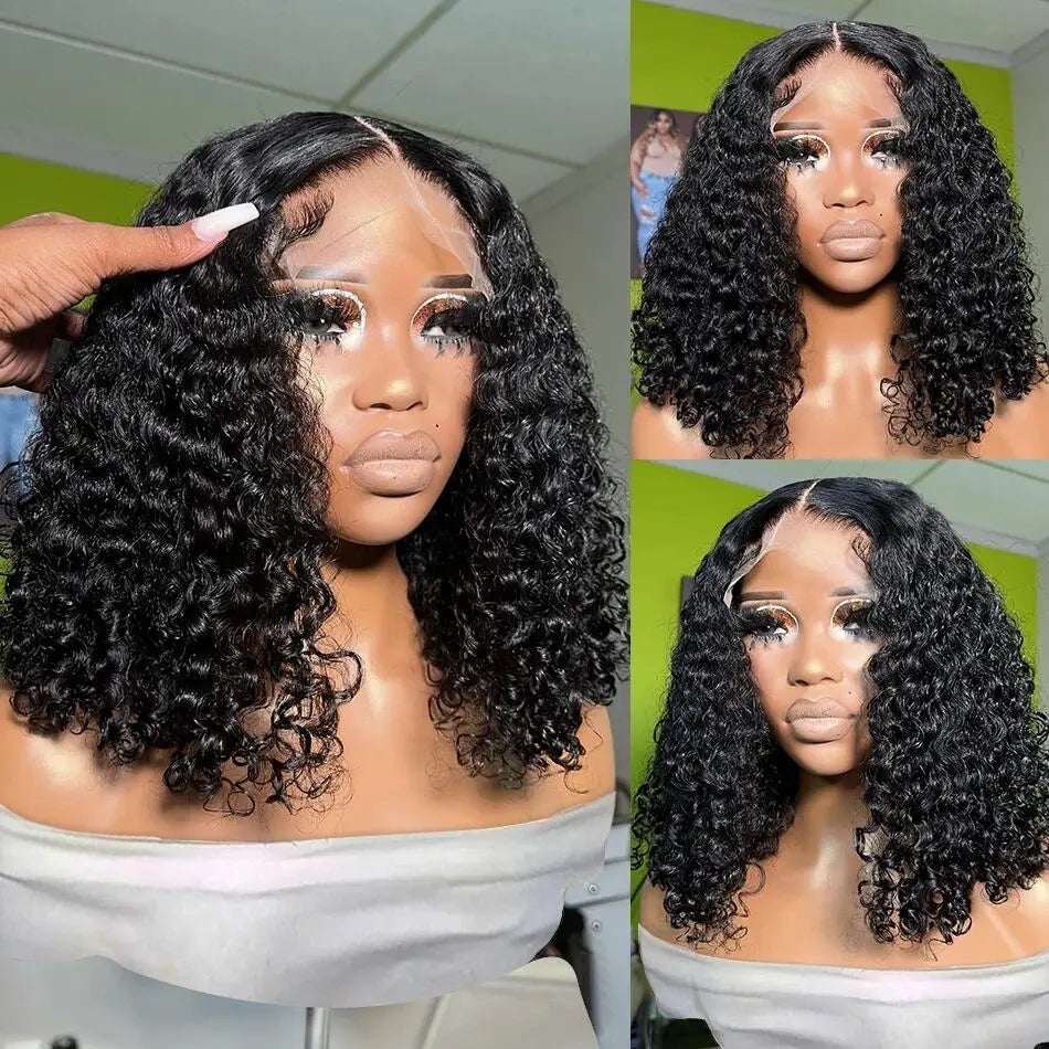 Wear And Go Bob Wigs For Women Human Hair 180% Water Wave Glueless Wig Ready To Go Human Hair Wigs Pre Cut Lace Air Wig Sale 180