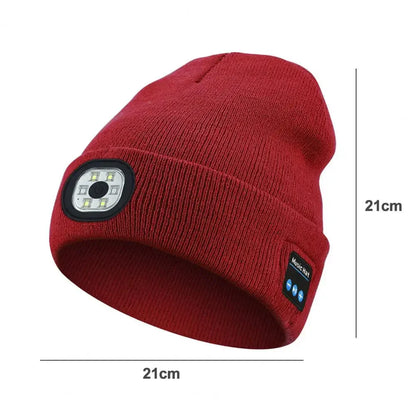 Hands-free Beanie Rechargeable Bluetooth Led Hat Headset Bright Wireless Music Headphone Player Winter Warm Cap Night Jogging