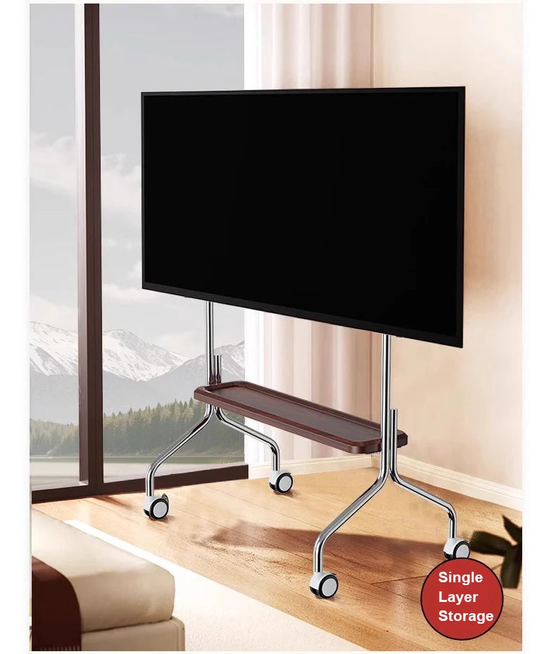 Floor Stand TV Support Shelf Removable With Wheels 32-75 Inches TV Cart TV Shelf Mute Wheels up to 110lbs Max VESA 600x400mm