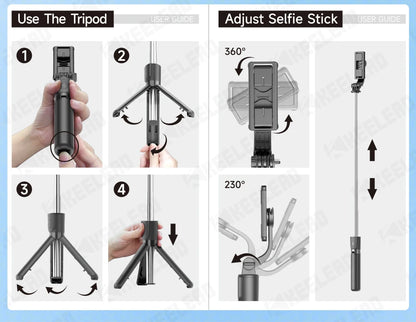 TOKQI Selfie Stick Tripod Phone Holder Desktop Stand Extendable Monopod w/ Bluetooth RC for Mobile live Broadcast Handheld Photo