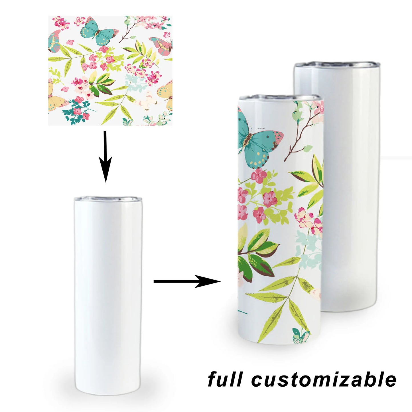 USA Warehouse In Stock 20oz 30oz Sublimation Blanks Straight Skinny Tumbler Double  Wall S Steel  With Lid And Metal Straw