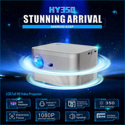 HY350 Mini Smart Portable Projector 5G WIFI LED 4K Video Google App Full HD 1080P Home Theater Proyector 4K Projector