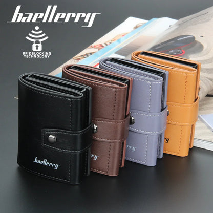 2023 Rfid Men Card Wallets Free Name Customized Hasp Small Card Wallets PU Leather Slim Mini Wallet Qaulity Male Purses