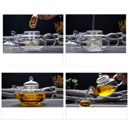 400/1100ml High Borosilicate Glass Teapot Thickened Heating Flower Tea Pot Transparent Glass Filter Teaware Kungfu Teaware