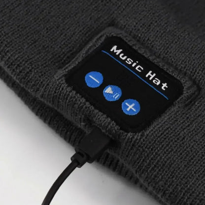 Bluetooth LED Light Woolen Hat Removable Rechargeable Music Warm Beanie With Button Battery Warning Light