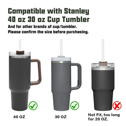 6 pack Replacement Straws for Stanley 40oz Adventure Quencher Travel Tumbler, Reusable Plastic Straws with Cleaning Brush