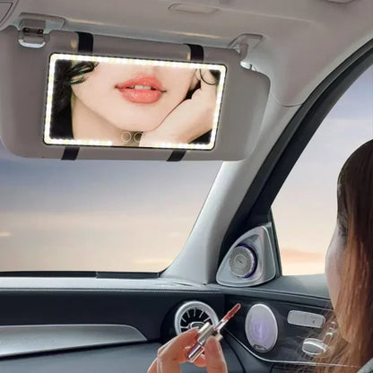 LED Light Mode Stepless Dimming Sun Visor Vanity Mirror Rechargeable Touch Sensor Vanity Mirror Convenient Car Vanity Mirror