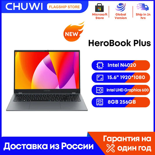 CHUWI HeroBook Pro/Plus Laptop 14.1/15.6 inch FHD Screen Intel N4020 Dual Core 8GB RAM 256GB ROM Windows 11 OS Mini HD NoteBook