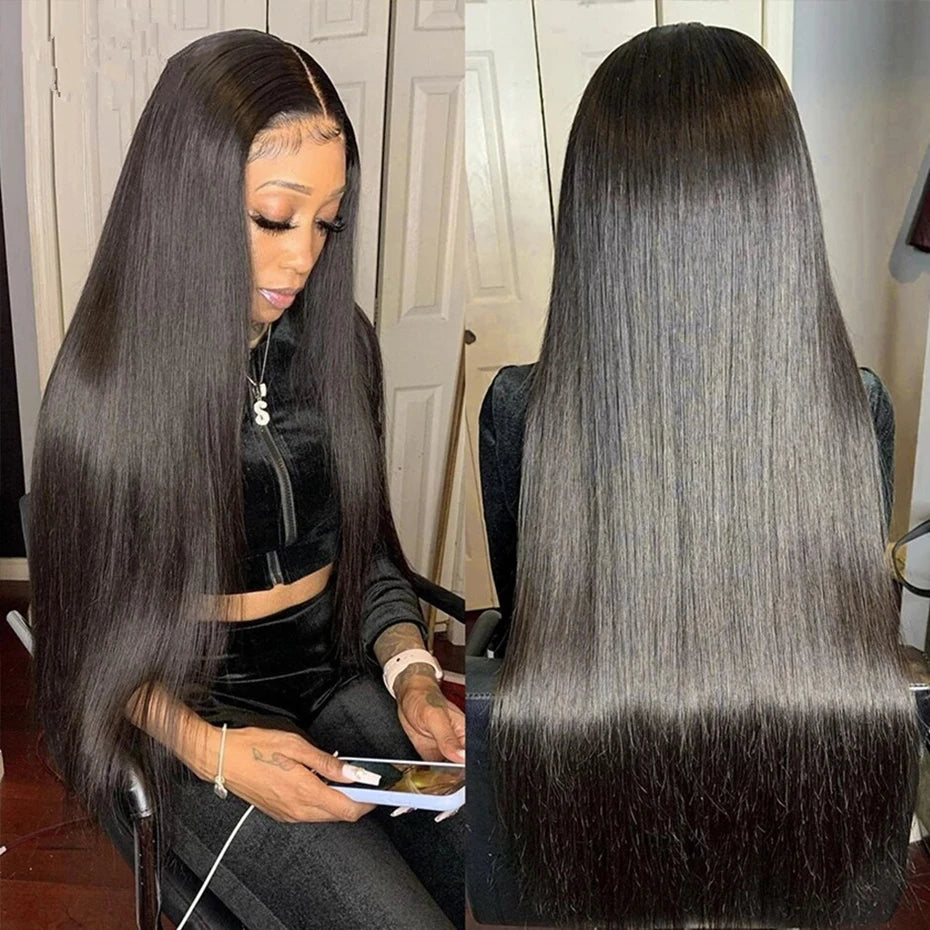 Ready to Wear Glueless Wig Straight 13x6 Transparent Lace Frontal Wig 30 34inches Human Hair Bone Straight 6x4 Lace Frontal Wigs