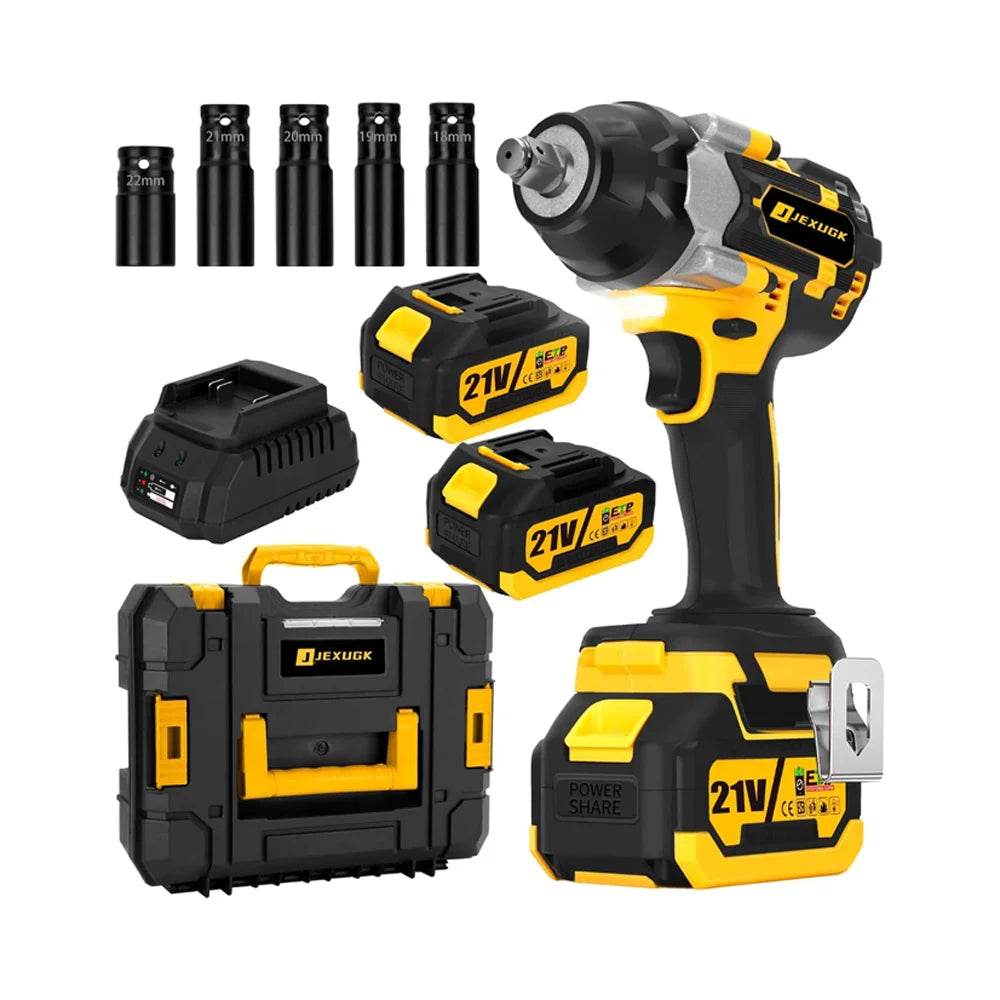 800N.m Cordless Impact Wrench, 600Ft-lbs 12 Inch Electric Impact Gun, High Torque Brushless Impact Wrench W 2x 4.0Ah Battery - MarvelouStoree