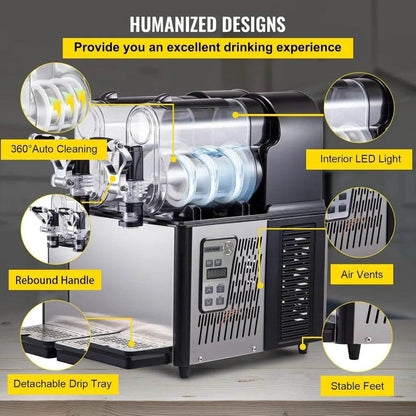 Slushy Machine, 3Lx2Tank Slushie Machine, 370W Frozen Drink Machine with Temperature Preservation, Slushy Maker - MarvelouStoree