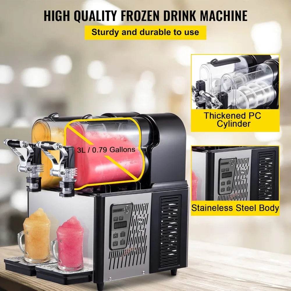 Slushy Machine, 3Lx2Tank Slushie Machine, 370W Frozen Drink Machine with Temperature Preservation, Slushy Maker - MarvelouStoree