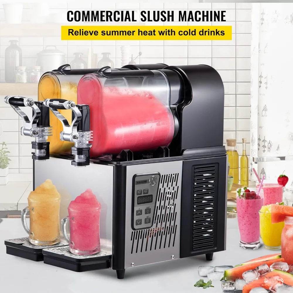 Slushy Machine, 3Lx2Tank Slushie Machine, 370W Frozen Drink Machine with Temperature Preservation, Slushy Maker - MarvelouStoree