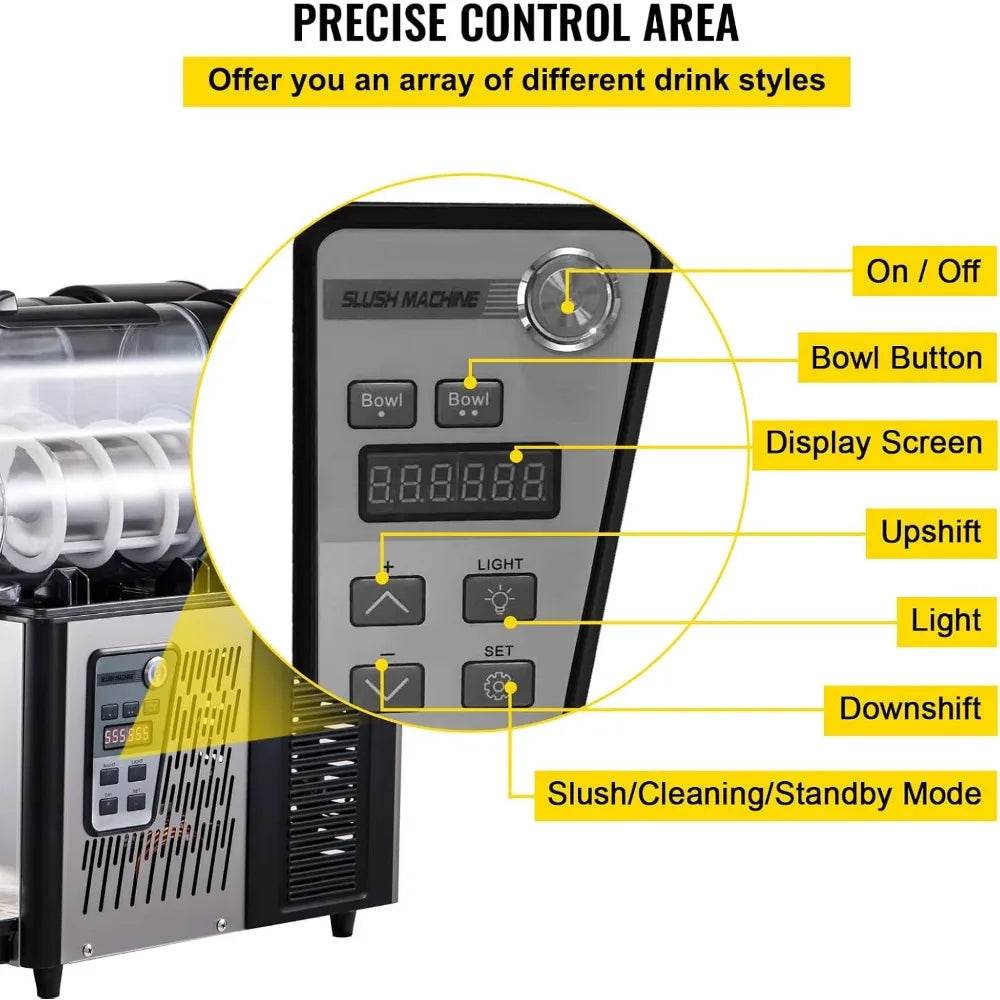 Slushy Machine, 3Lx2Tank Slushie Machine, 370W Frozen Drink Machine with Temperature Preservation, Slushy Maker - MarvelouStoree