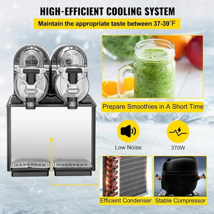 Slushy Machine, 3Lx2Tank Slushie Machine, 370W Frozen Drink Machine with Temperature Preservation, Slushy Maker - MarvelouStoree