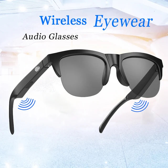 Smart Glasses Wireless Bluetooth Sunglasses Built-in Microphone Speakers Touch & Voice Assistant Compatible Glass for Men Women