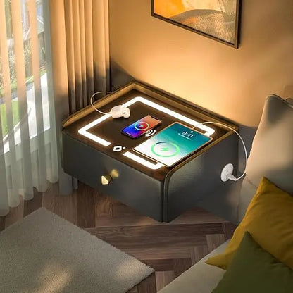 Smart Nightstands,LED Wall Mounted Bedside Table, Rechargeable Floating Bedroom Nightstands