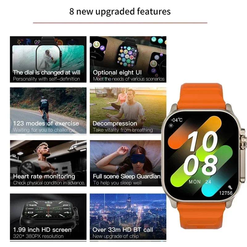 Smart Watch S10 ULTRA2 7 in 1 Strap Sports Watch for men Women Bluetooth Call SmartWatch for Apple Smart Watch 2024 New - MarvelouStoree