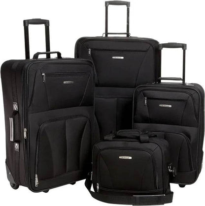 Softside Upright Luggage Set,Internal Retractable Handles Expandable, Charcoal, 4-Piece (14/19/24/28)，Expandable Luggage - MarvelouStoree