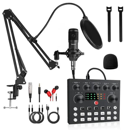 Squarock Podcast Equipment Bundle with DJ Mixer and Condenser Microphone,Audio Mixer Perfect for PC/Phone/Laptop,Recordin,Gaming