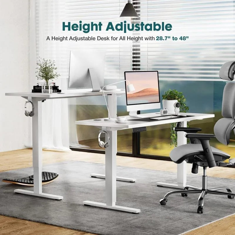 Standing Desk, AdjustabIe Height EIectric Sit Stand Up Down Computer TabIe, 63x24 lnch Ergonomic Rising Desks