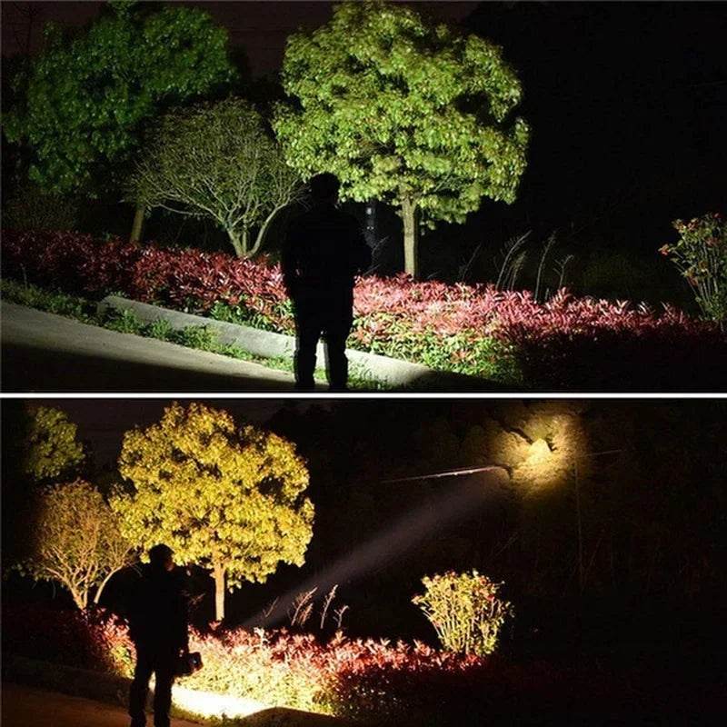 Super Bright XHP100 LED Usb Rechargeable Double Head Searchlight Handheld Flashlight Work Spotlight Floodling Light - MarvelouStoree