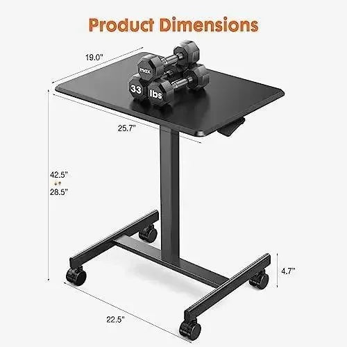 Marveloustoree SweetFurniture Small Mobile Rolling Standing Desk , Teacher Podium with Wheels, Adjustable Work Table, Rolling Desk Laptop