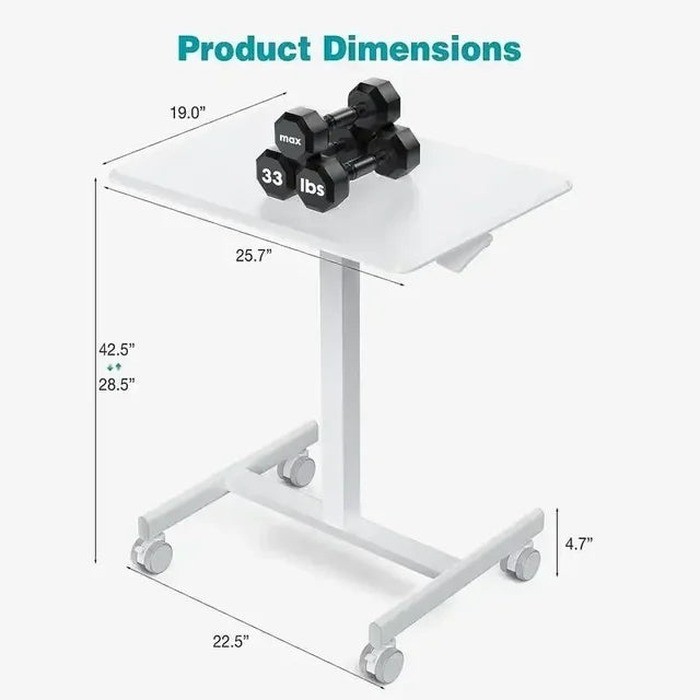 Marveloustoree SweetFurniture Small Mobile Rolling Standing Desk , Teacher Podium with Wheels, Adjustable Work Table, Rolling Desk Laptop