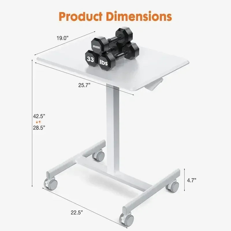 Marveloustoree SweetFurniture Small Mobile Rolling Standing Desk , Teacher Podium with Wheels, Adjustable Work Table, Rolling Desk Laptop