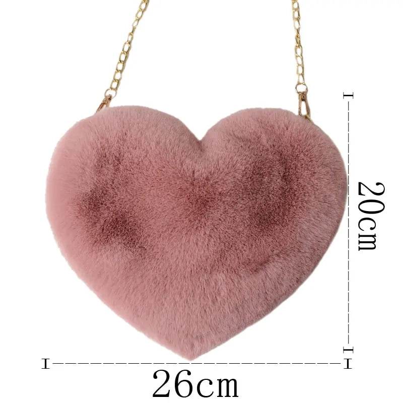 Women's Heart Shaped Faux Fur Crossbody Wallet - MarvelouStoree